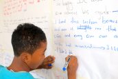 Student from Majengo Primary School at the summit