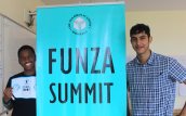 Bilal Adamjee with a student at Funza summit