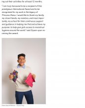 Ziyaan Virji, DP2, is featured for receiving the Diana Award. Ziyaan Virji, DP2, is featured for receiving the Diana Award.
