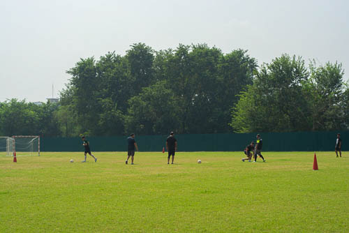 Alumni members sporting on the open maidan at the Academy 