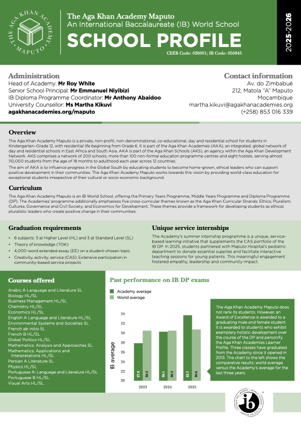 AKA Maputo IB School Profile for 2025-2026