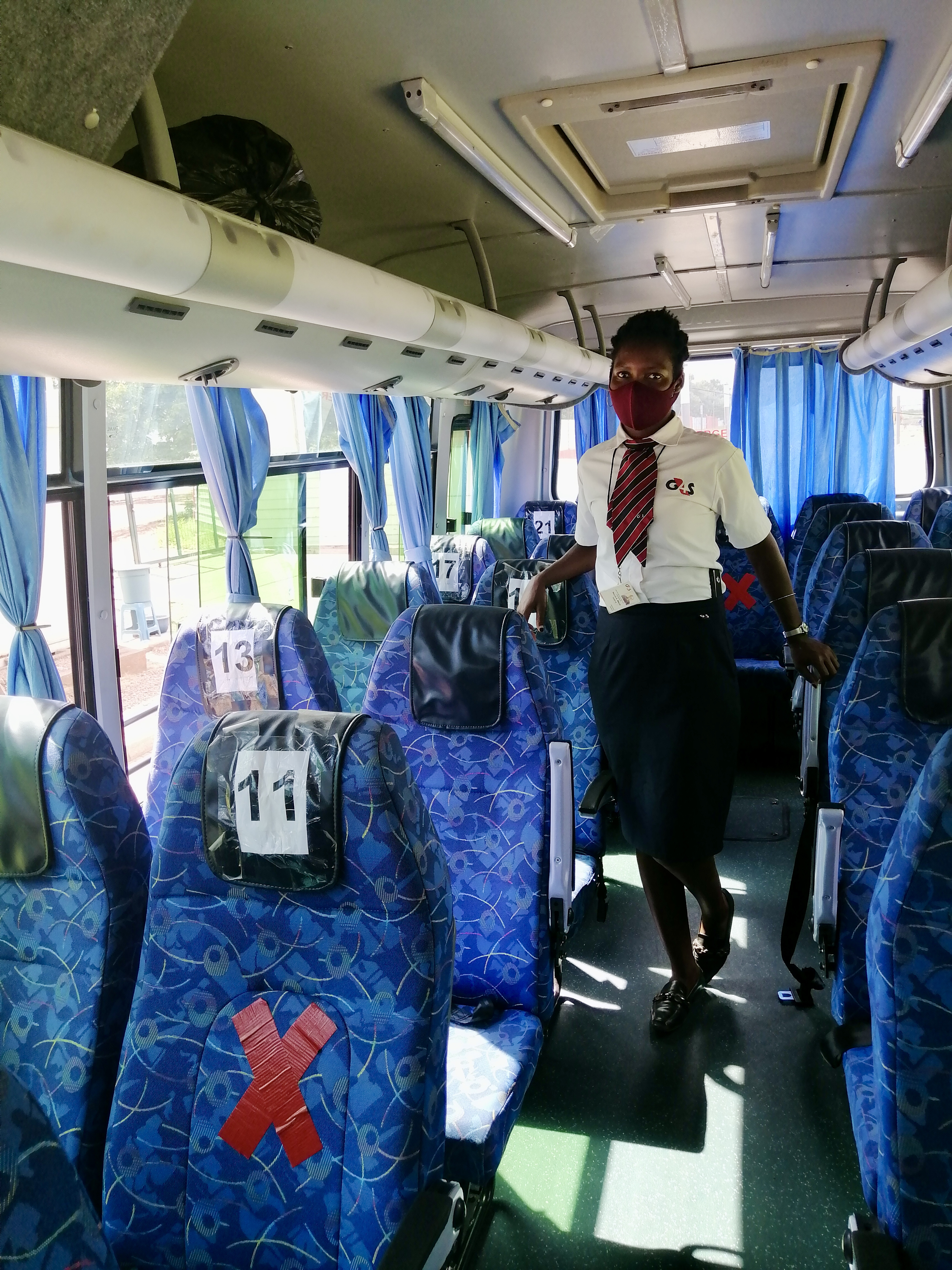 Safety measures have been put in place on the buses at AKA Maputo to prevent the spread of COVID-19