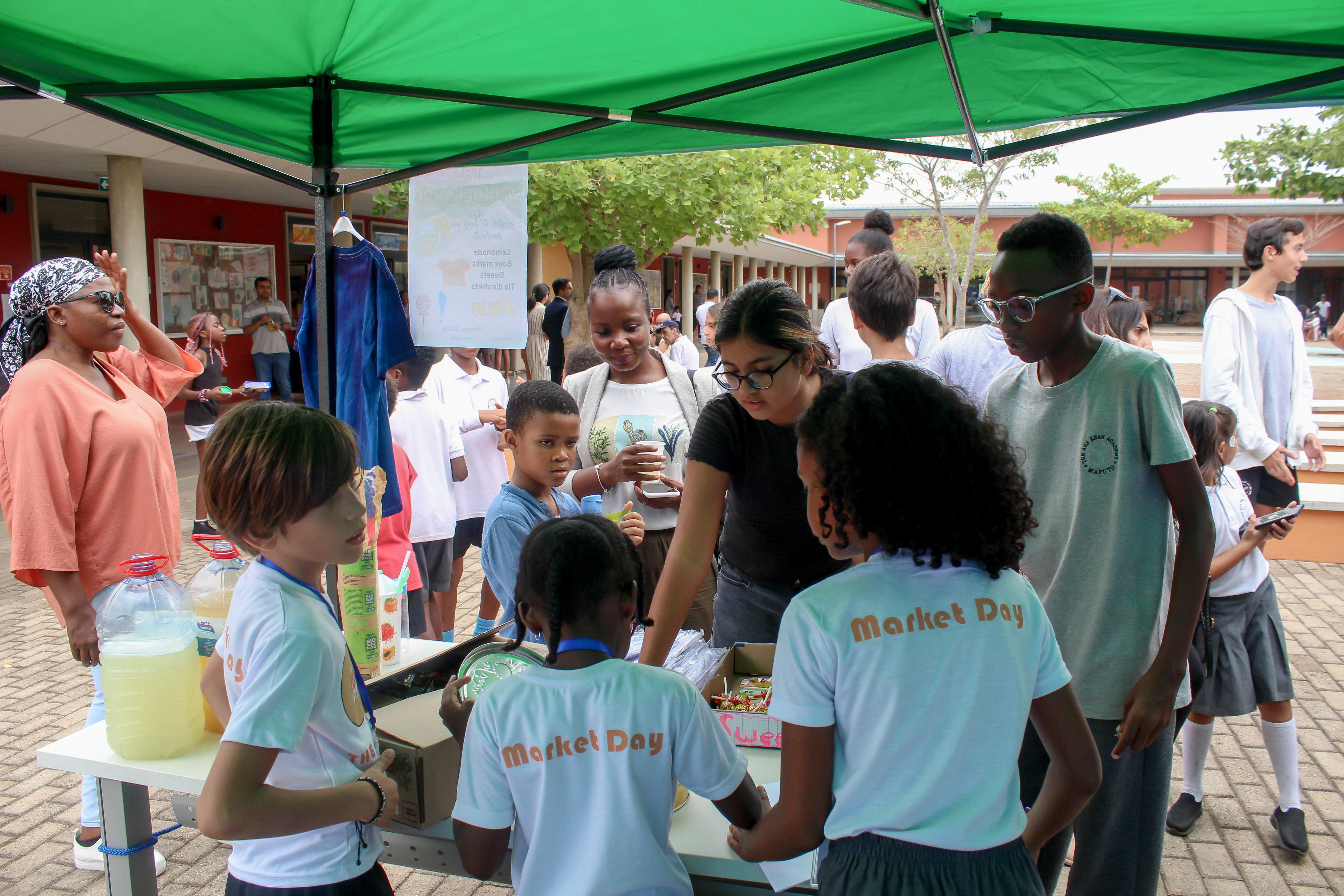 Students participating in the Market Day at the Academy