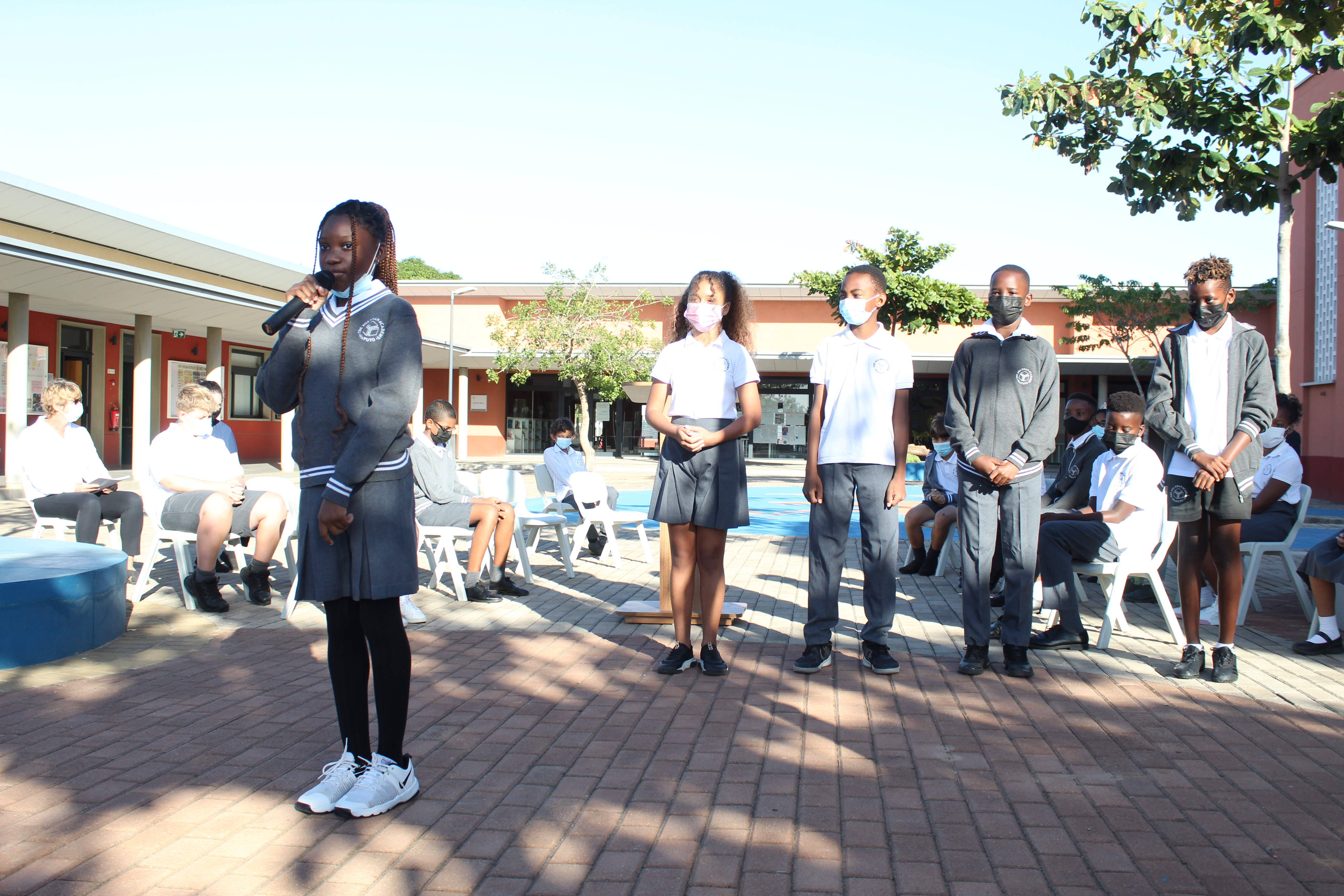 AKA Maputo Grade 5 students performing in the ceremony