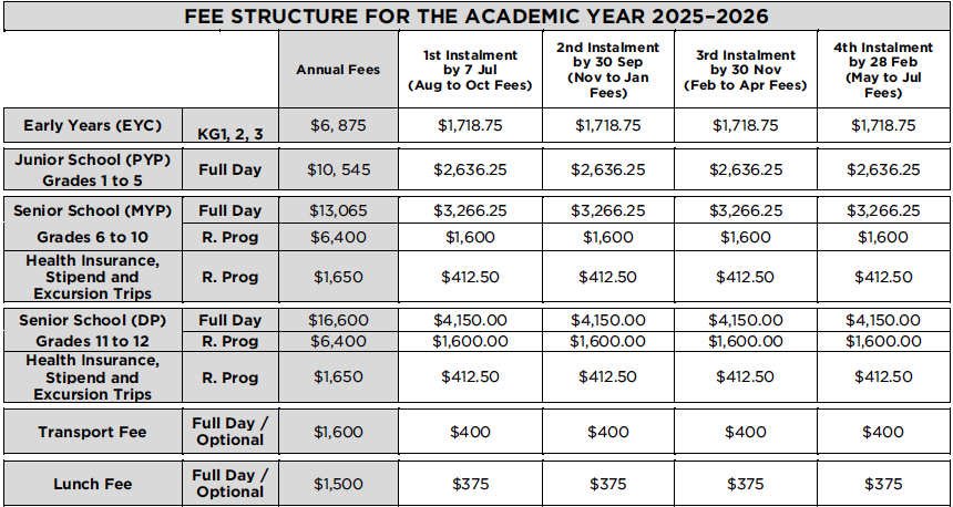 AKA Maputo 2025-2026 Fee Schedule (EN)