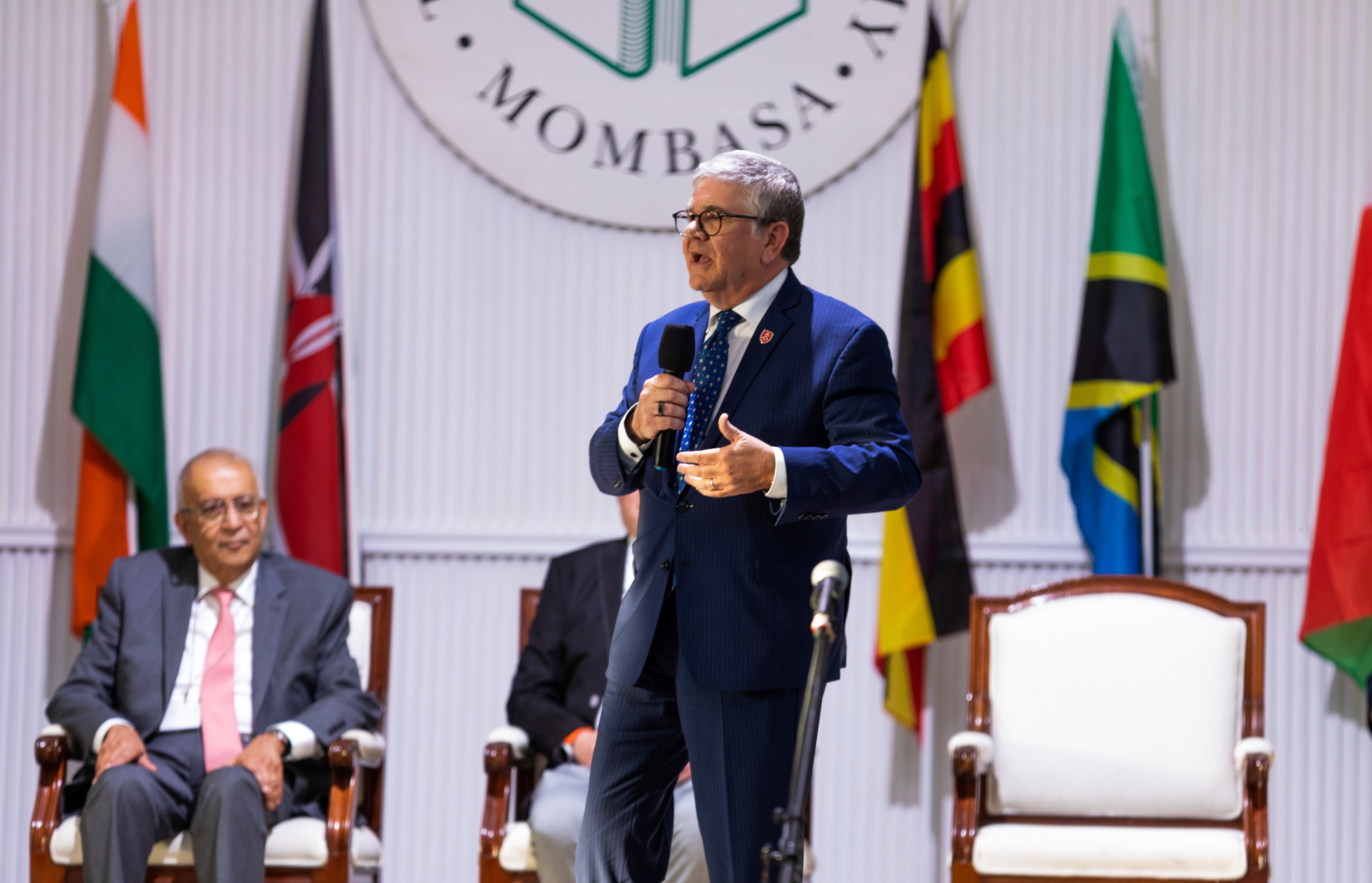 Dr Barry Craig, President of Huron University, during his keynote address at the graduation ceremony at the Academy in Mombasa. Dr Barry Craig, President of Huron University, during his keynote address at the graduation ceremony at the Academy in Mombasa.