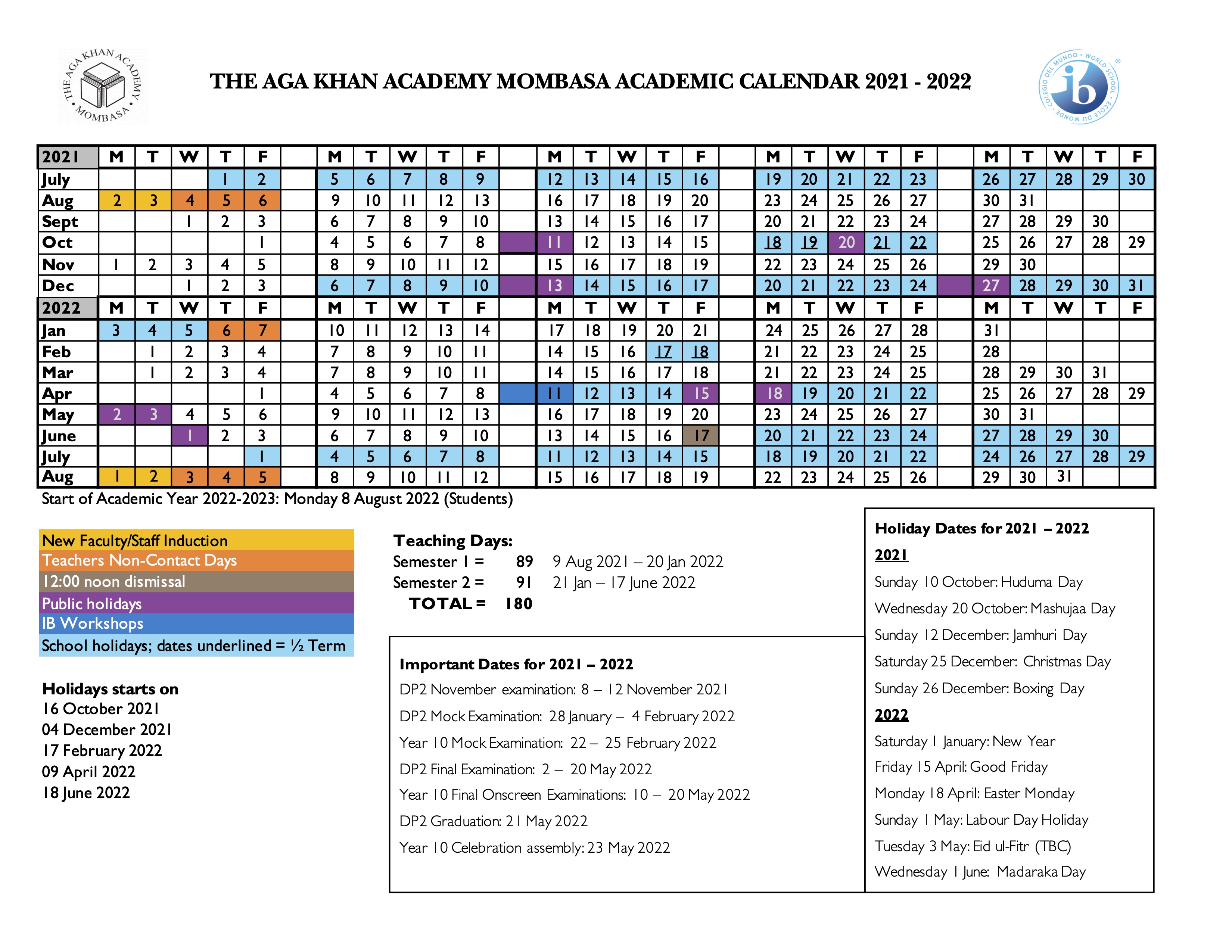 Calendar 2021-2022 updated