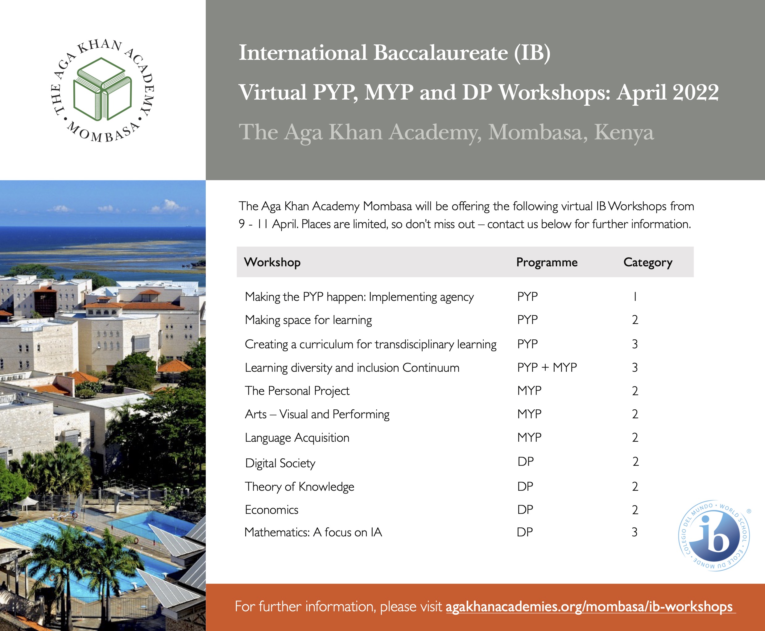 IB Workshops 2022 flier