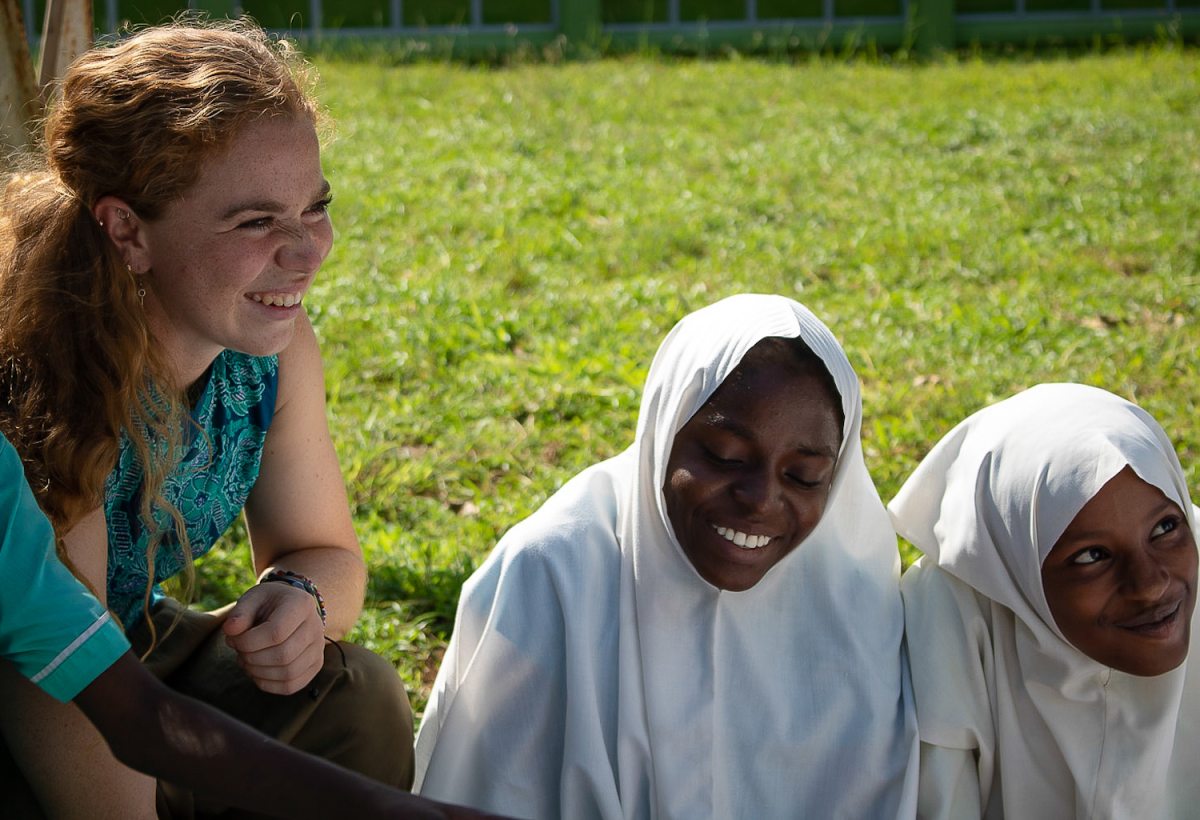 Janice working with students from a local school