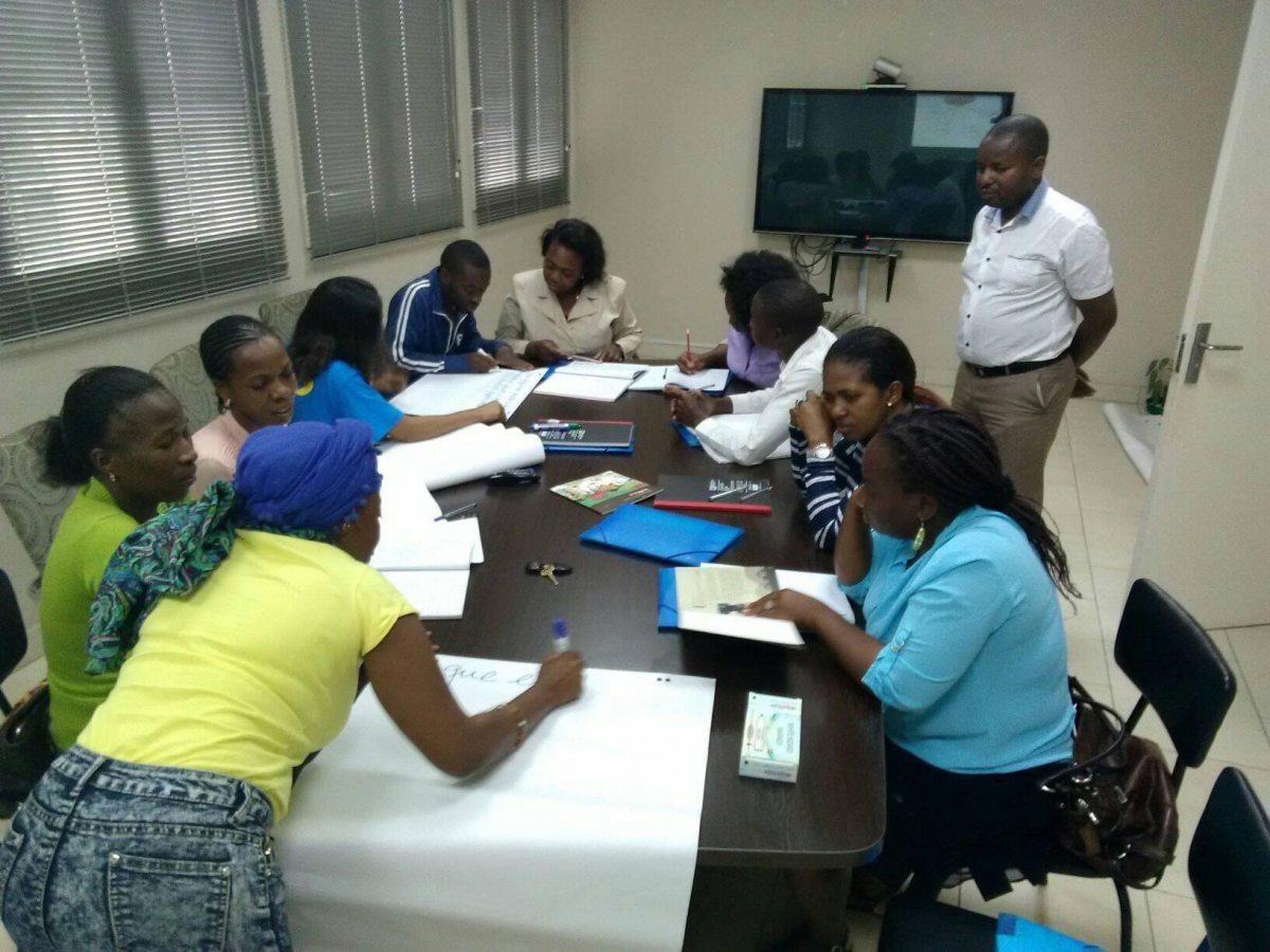 Teachers preparing for a presentation