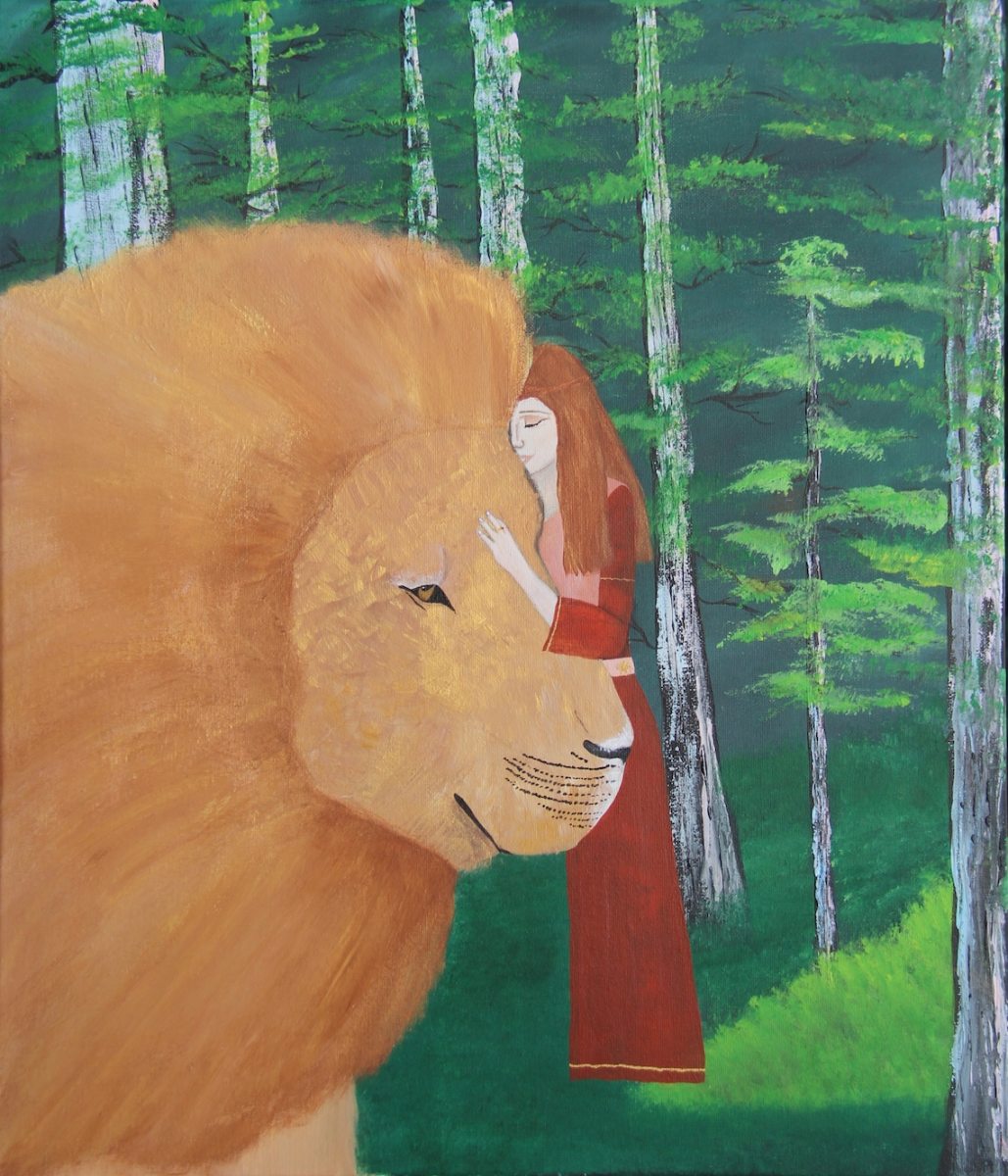 Painting addressing the endangerment of lions