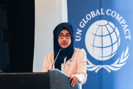 Faatiha Aayat Delivering Speech At UN Global Compact Leaders Summit 2023