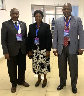 From left to right, Dr Maina WaGíokò with Prof Gakuu Mwangi (Principal of ODeL) and Prof Nyonje (committee member)