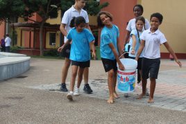 Students participating in the #OperationWaterChallenge