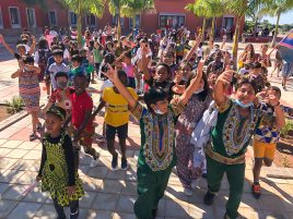 Students participating in the Africa Day assembly