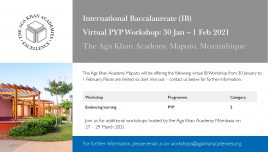 AKA Maputo virtual IB workshop flier