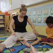 Samantha Caras teaching yoga at AKA Hyderabad