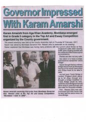 Governor Impressed with Karam Amarshi