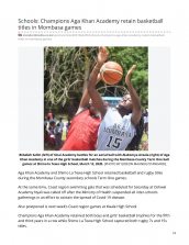 AKA Mombasa basketball team featured in The Standard for retaining their tittles at county games