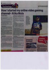 Year 6 Atika Mula discusses his video gaming channel on YouTube with the Daily Nation.