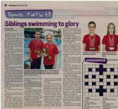 Siblings compete in swimming competitions.