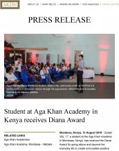 Ziyaan Virji, DP2, is featured for receiving the Diana Award.