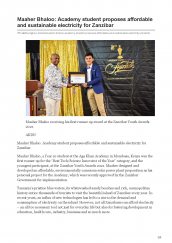 Year 10 student Maaher Bhaloo featured on AKDN website for proposing affordable and sustainable electricity for Zanzibar