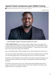 The Independent, a Ugandan newsmagazine, features AKA Mombasa alumnus, Ham Serunguji after receiving $USD30 million in funding for his fintech startup, Chipper Cash